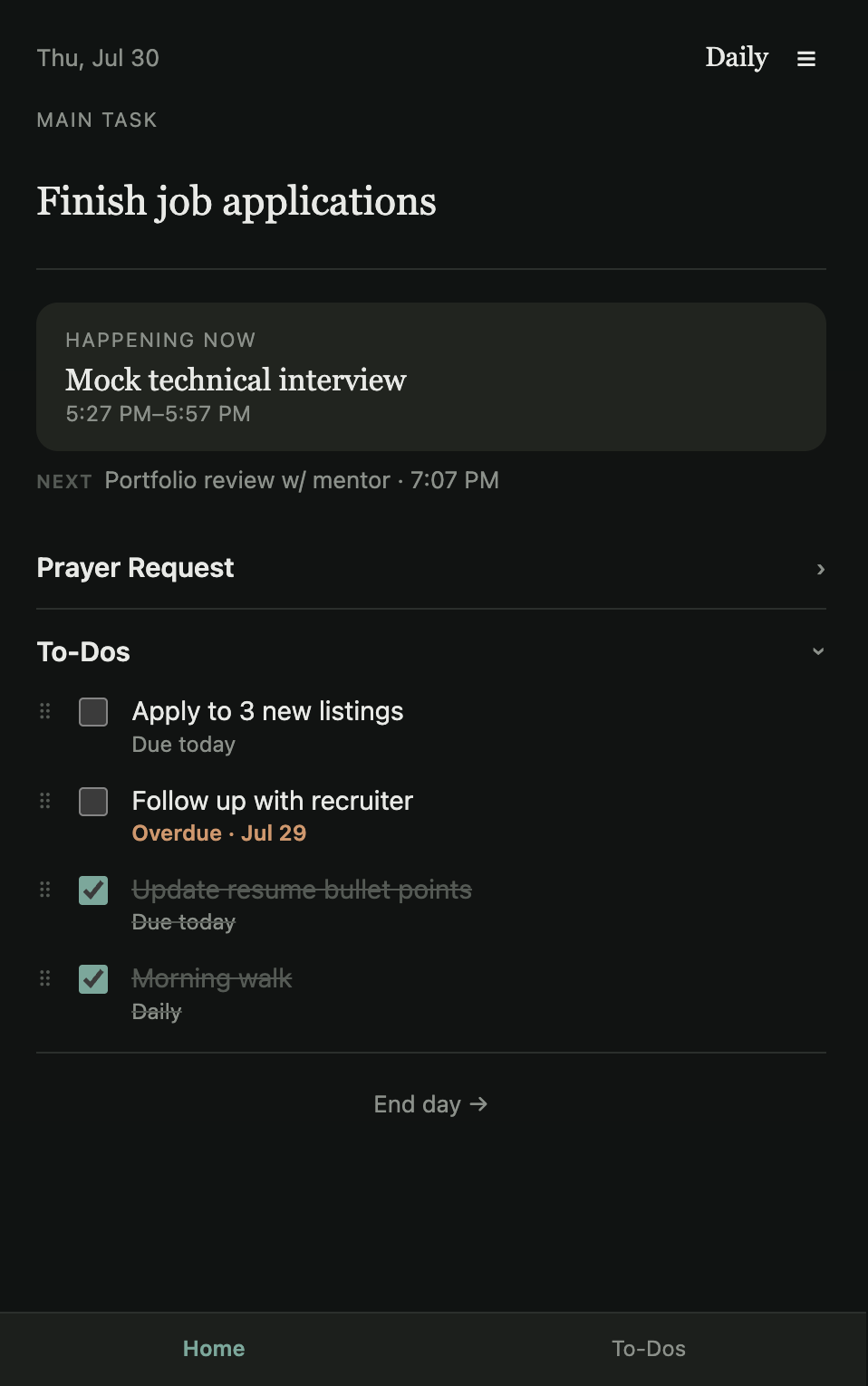 Screenshot of Daily Tracker